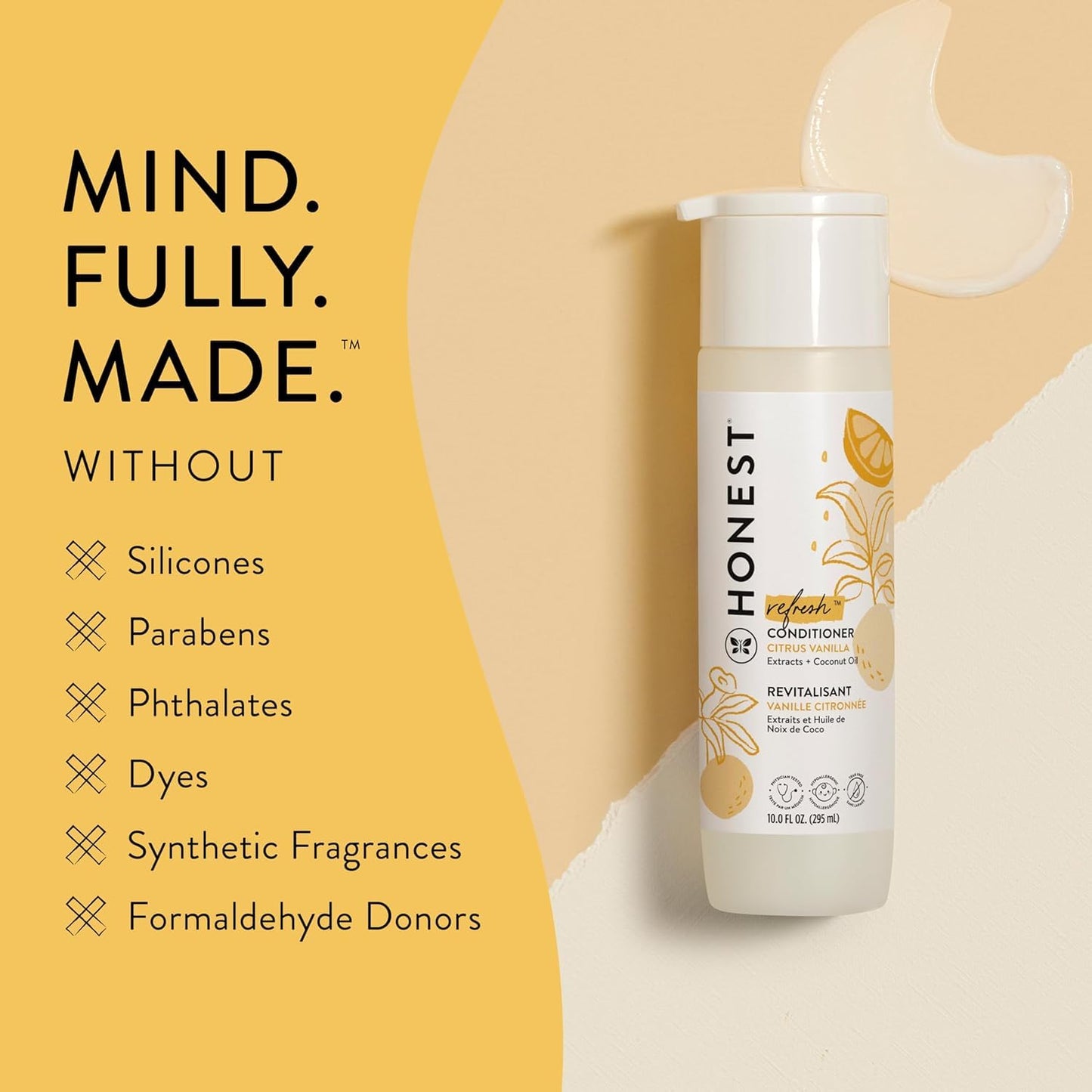 Silicone-Free Conditioner, Gentle Tear-Free, Hypoallergenic, Baby Hair Care with Naturally Derived Ingredients, Citrus Vanilla Refresh, 10 Fl Oz