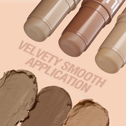 3 Color Contour Stick Multi-Functional Face Highlighter Cream Bronze Long-Lasting Waterproof Contouring & Brightening Stick