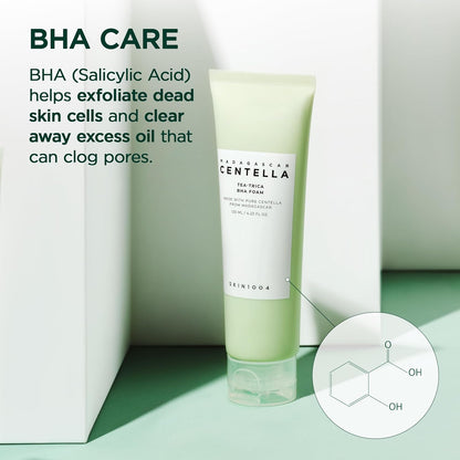 Tea-Trica BHA Foam, Makeup Remover with Centella Asiatica & Tea Tree, Korean Face Cleanser for Oil & Sebum Balance, Cleansing Foam for Clearing Impurities, Korean Skin Care, 4.22 Fl.Oz /125Ml