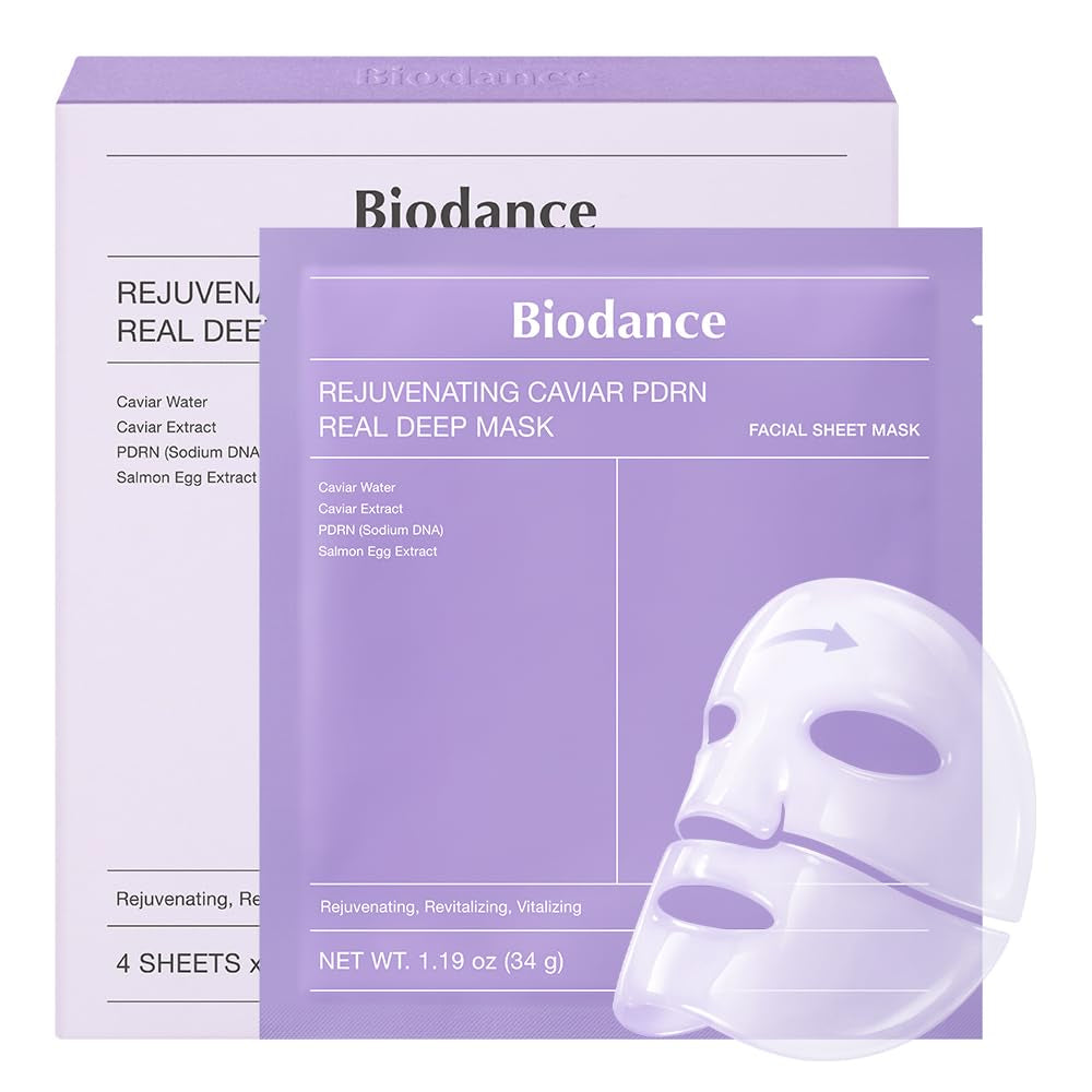Rejuvenating Caviar PDRN Real Deep Mask, Overnight Hydrogel Face Mask, Skin Firming, Radiance, Enhancing Skin Recovery, Korean Skin Care, Mothers Day Gifts | 1.19Oz(34G) X 4Ea