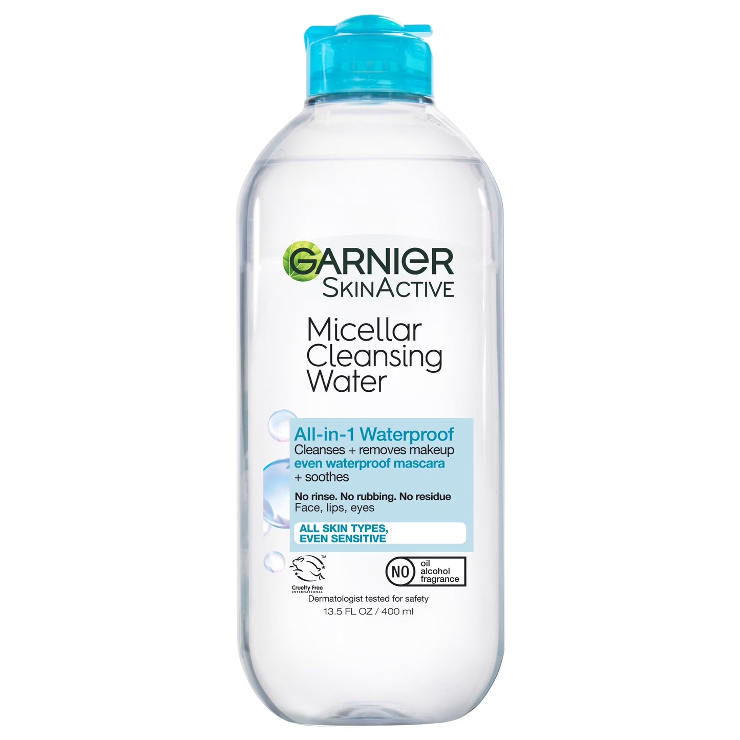 Skinactive Micellar Cleansing Water All in 1 Waterproof Makeup Remover, Face Cleanser, 13.5 Fl Oz
