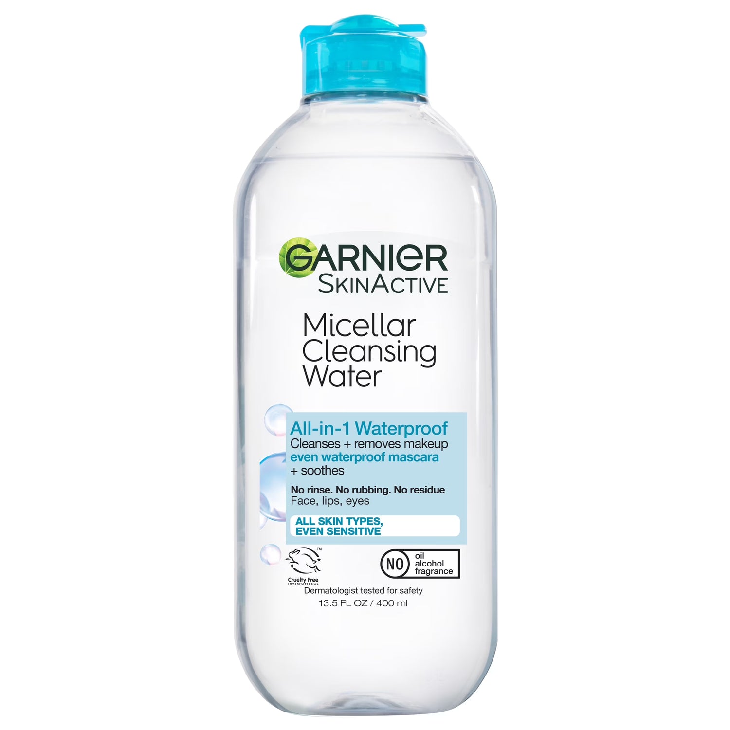 Skinactive Micellar Cleansing Water All in 1 Waterproof Makeup Remover, Face Cleanser, 13.5 Fl Oz