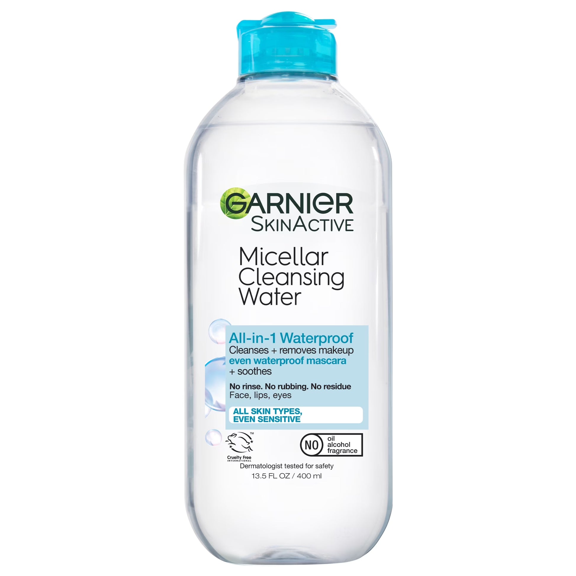 Skinactive Micellar Cleansing Water All in 1 Waterproof Makeup Remover, Face Cleanser, 13.5 Fl Oz