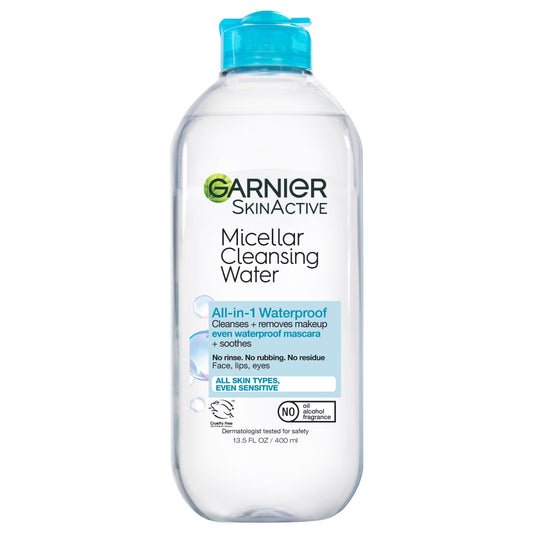 Skinactive Micellar Cleansing Water All in 1 Waterproof Makeup Remover, Face Cleanser, 13.5 Fl Oz