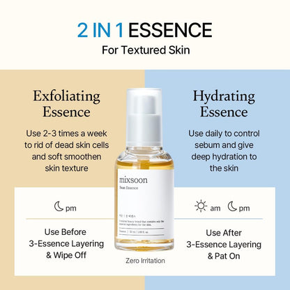 Bean Essence Exfoliating, AHA Moisturizer for Hydrating, Fermented Bean Extract, Gentle Formula for Smooth Skin 50Ml / 1.69 Fl.Oz. Korean Glass Skin Care