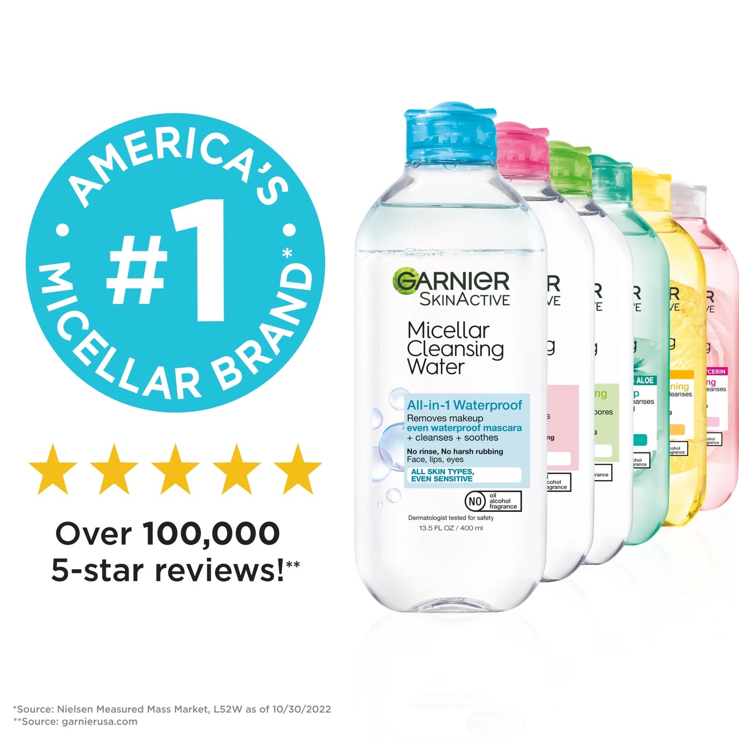 Skinactive Micellar Cleansing Water All in 1 Waterproof Makeup Remover, Face Cleanser, 13.5 Fl Oz