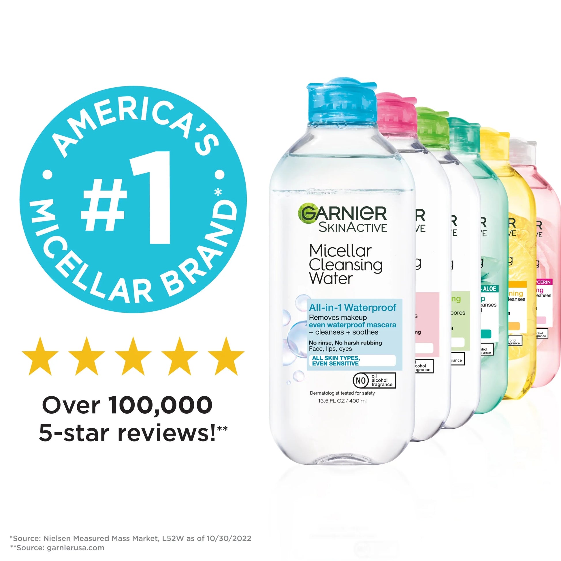 Skinactive Micellar Cleansing Water All in 1 Waterproof Makeup Remover, Face Cleanser, 13.5 Fl Oz