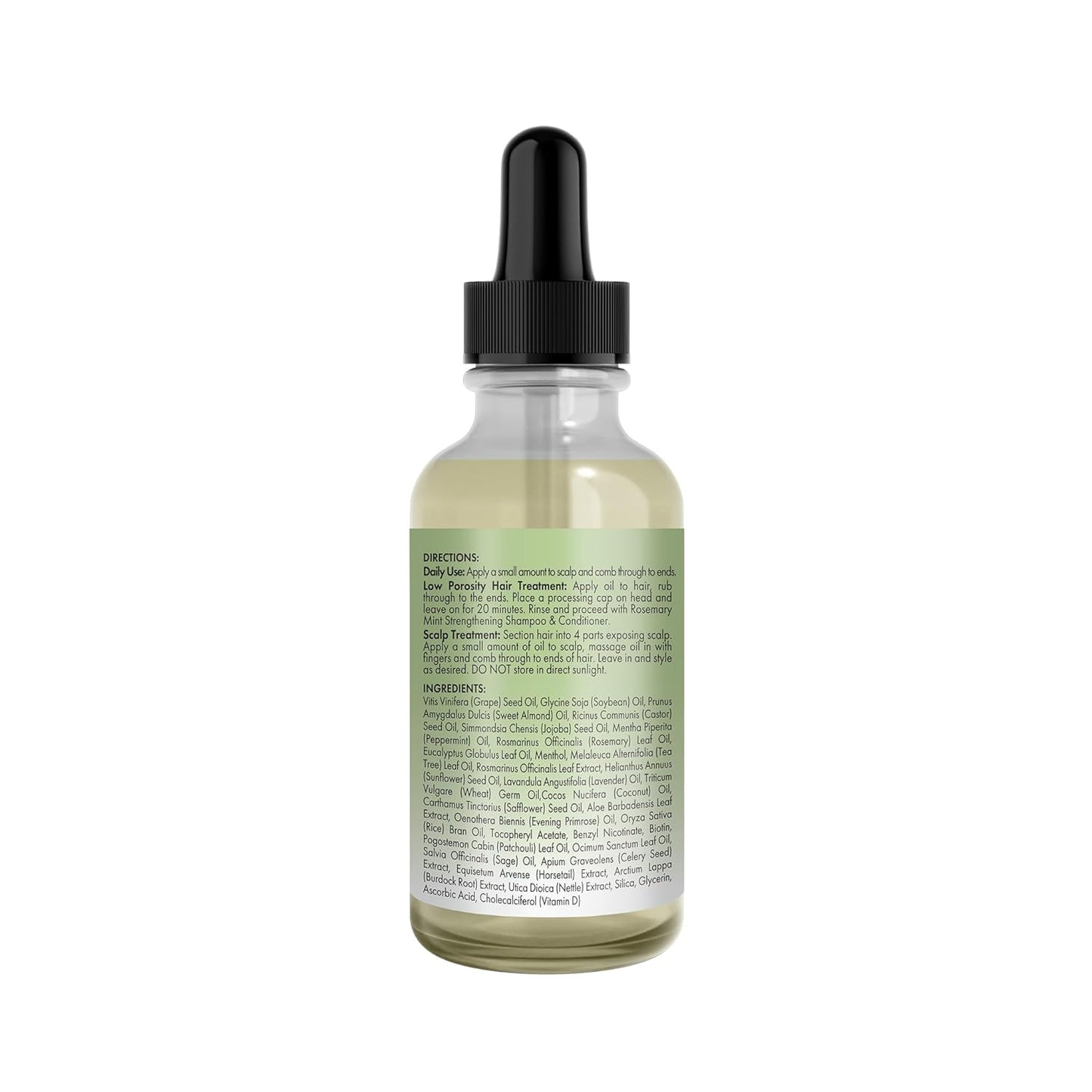 Rosemary & Mint Light Hair Oil, Split Ends & Dry Scalp Treatment - Infused with Biotin & Essential Oils for Strengthening, Soothing, Moisturizing & Encouraging Longer Hair (2 Oz)