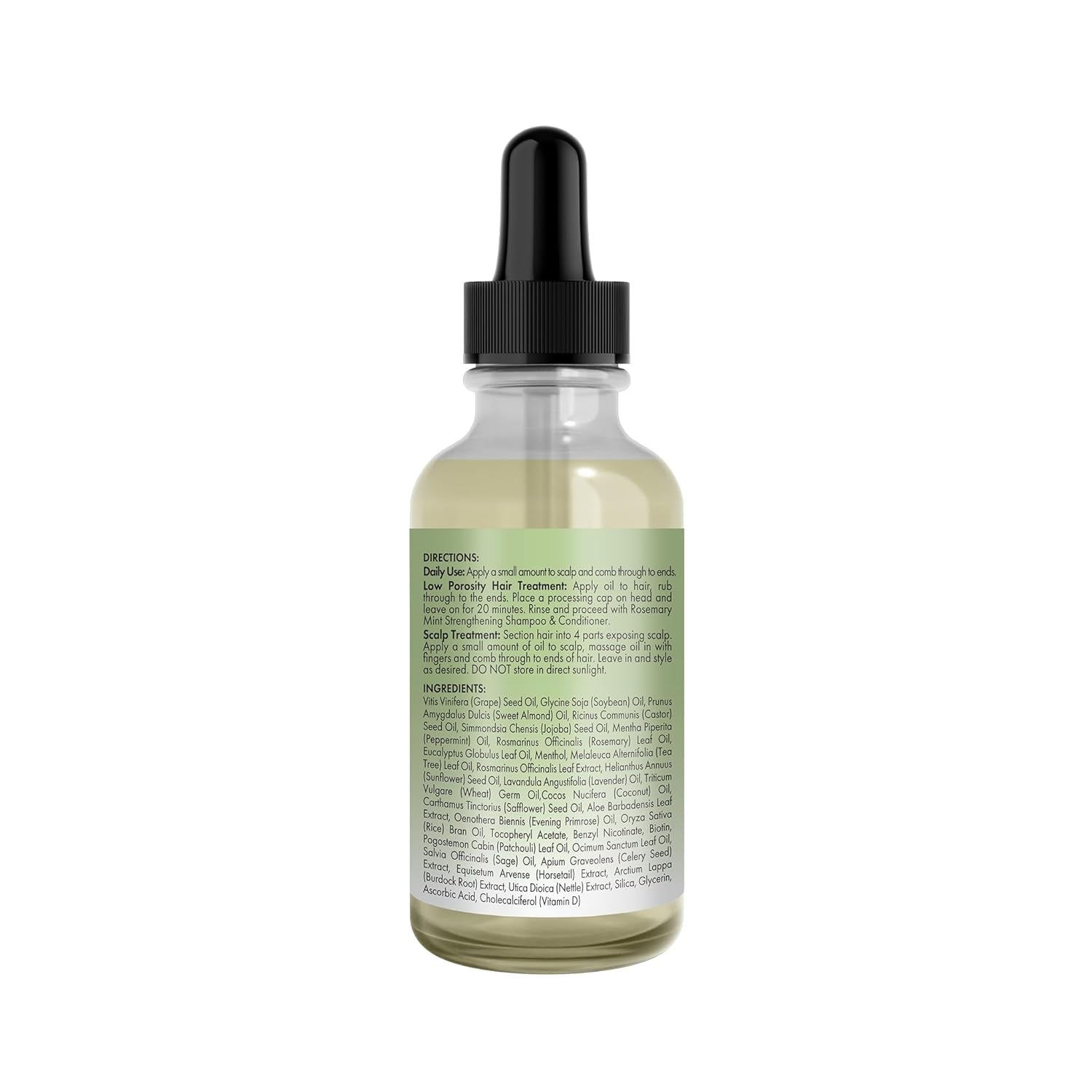 Rosemary & Mint Light Hair Oil, Split Ends & Dry Scalp Treatment - Infused with Biotin & Essential Oils for Strengthening, Soothing, Moisturizing & Encouraging Longer Hair (2 Oz)