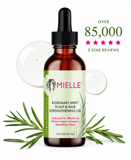 Organics Rosemary & Mint Hair Oil - Strengthening Biotin Oil Infused Frizzy & Damaged Hair Care - Split Ends & Dry Scalp Treatment to Support Longer, Healthier Strands, 2 Ounce