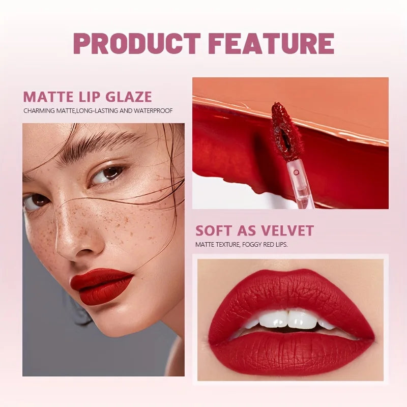 Velvet Matte Liquid Lipstick, Waterproof Long Lasting Lip Makeup, Lightweight Fog Matte Lipstick Gift for Her