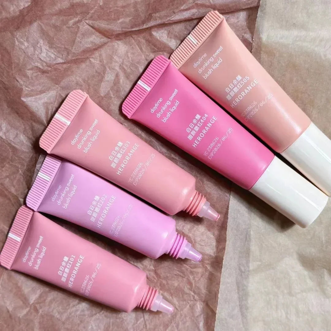 Cheek Blush Pigment Tube Moisturizing Rouge Blush Professional Cosmetic for Face Blusher Lasting Liquid Blush Brightening Makeup