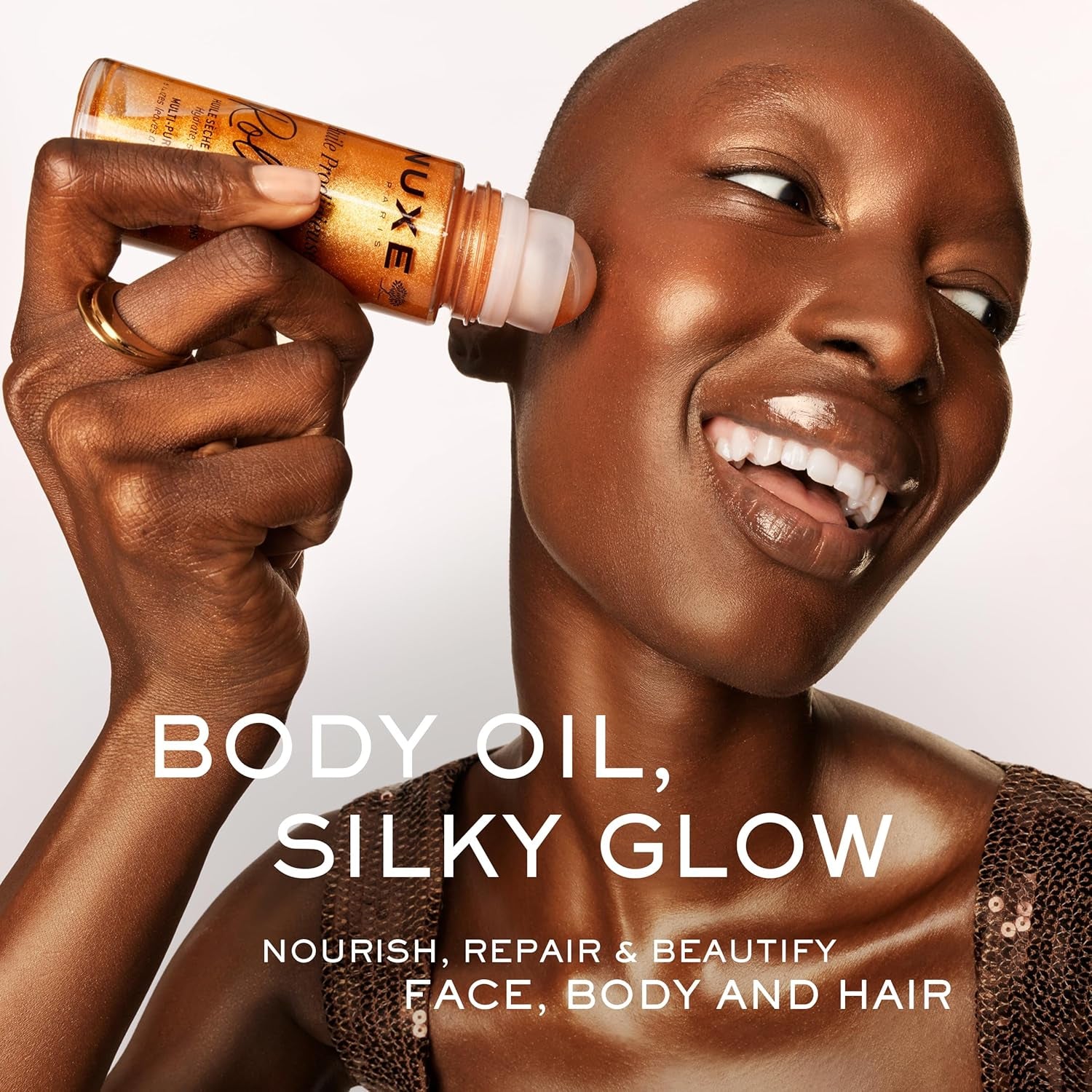 Huile Prodigieuse Shimmer Multi-Purpose Dry Oil - Luxurious Radiant Glow and Hydration for Face, Body & Hair
