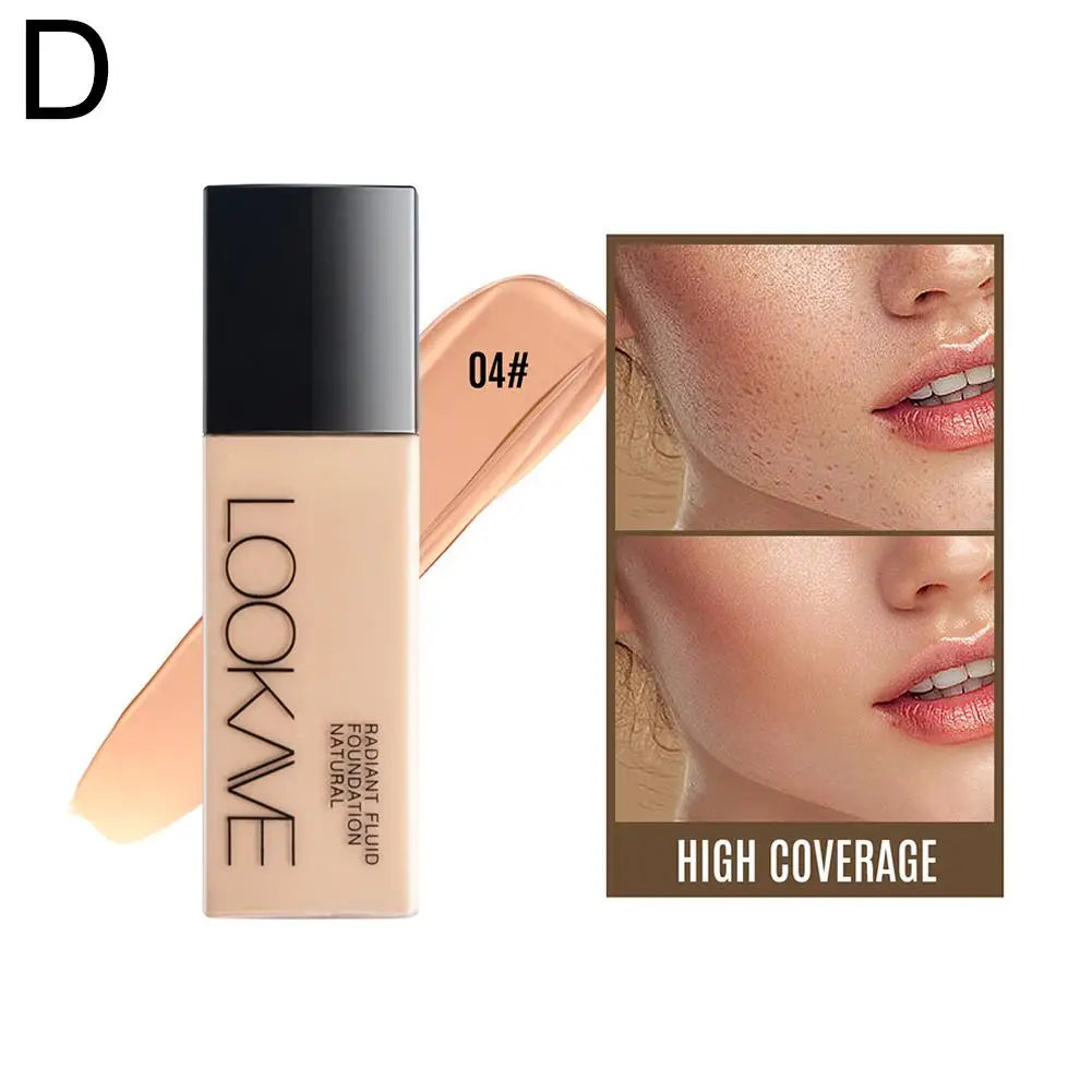 LOOKAVE Liquid Foundation Long Lasting Full Coverage Flawless Soft Matte Foundation Base Makeup Moisturizing Concealer CC Cream