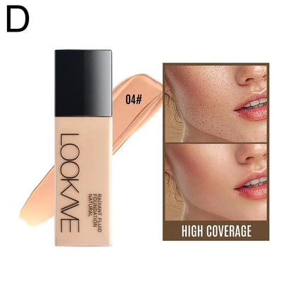 LOOKAVE Liquid Foundation Long Lasting Full Coverage Flawless Soft Matte Foundation Base Makeup Moisturizing Concealer CC Cream