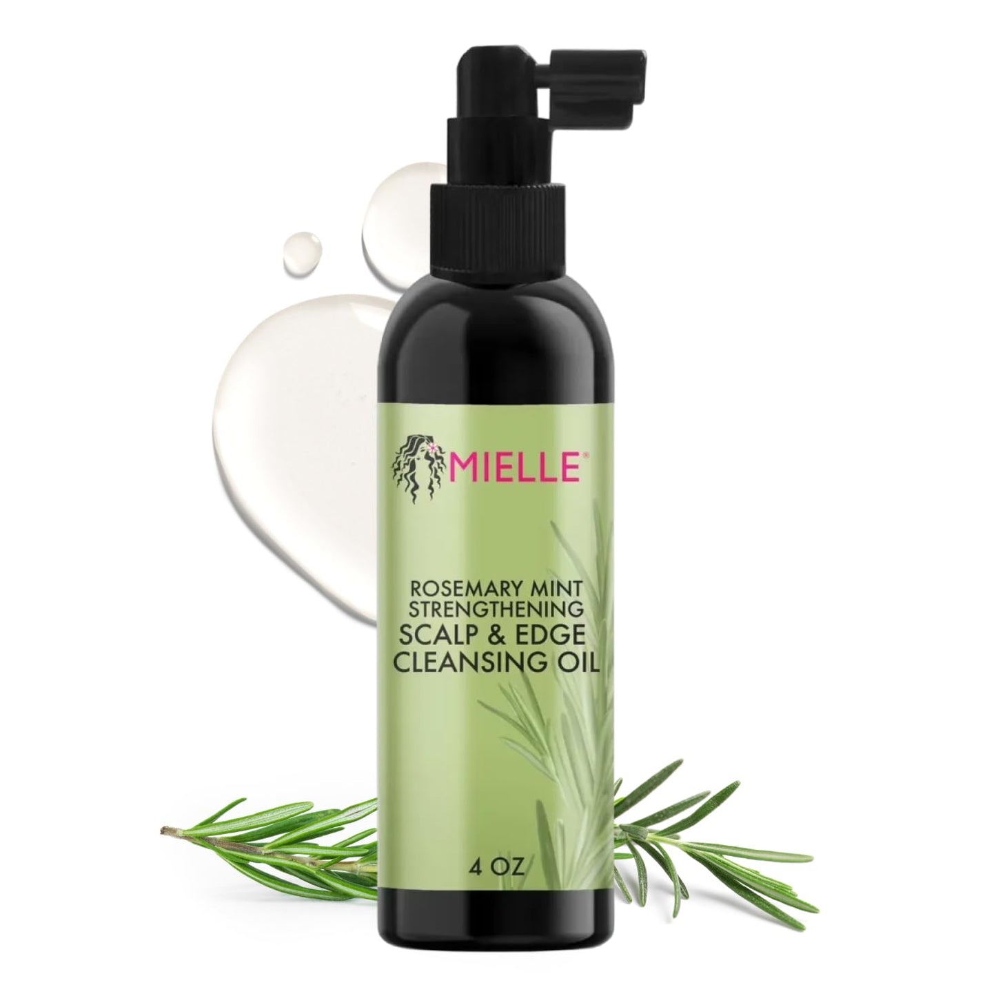 Rosemary & Mint Scalp & Edge Cleansing Hair Oil - No-Rinse Scalp Cleanser for Product Build up - Prolongs Hairstyles between Wash Days & Encourages Longer, Healthier Hair (4 Oz)