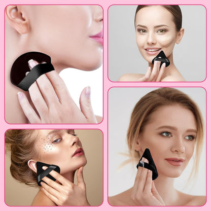 6 Pcs Powder Puff, Face Soft Triangle Makeup Puff Velour Makeup Sponge for Loose Powder (Black)