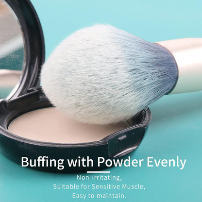 Teal Blue Makeup Brushes Set with Case, Travel Makeup Brush Set Professional, Colorful Cosmetic Brushes Makeup Set, Soft Make up Brushes, Wood Make up Brushes Set, Makeup Brush Set Vegan.