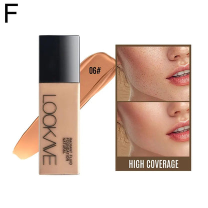 LOOKAVE Liquid Foundation Long Lasting Full Coverage Flawless Soft Matte Foundation Base Makeup Moisturizing Concealer CC Cream
